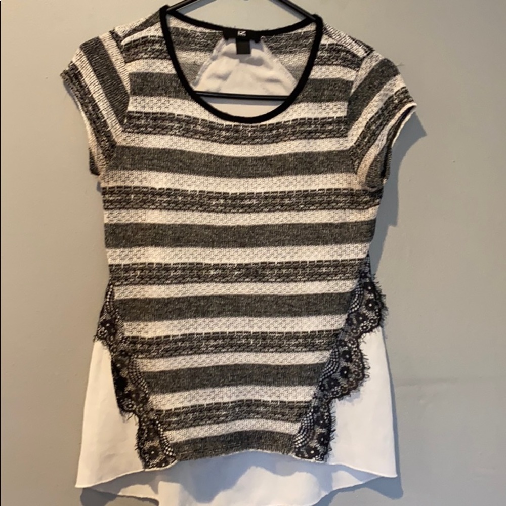 Black and white top with lace detail